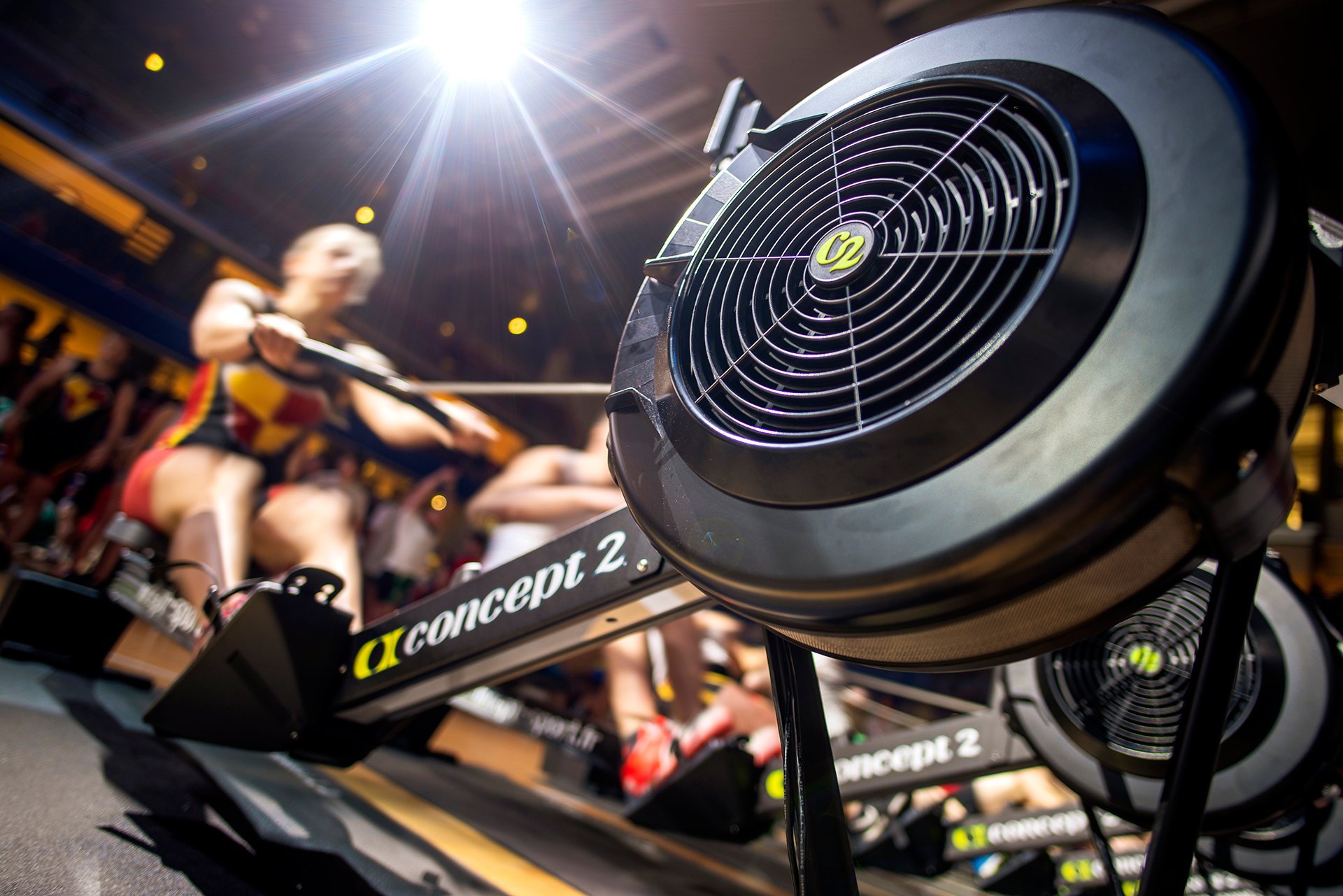 Athlete racing on a Concept2 RowErg