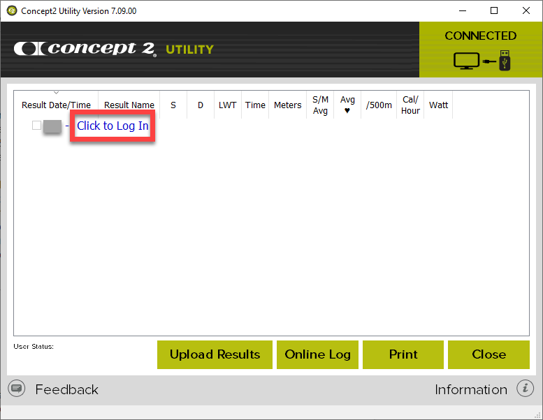 Concept2 Utility Log In