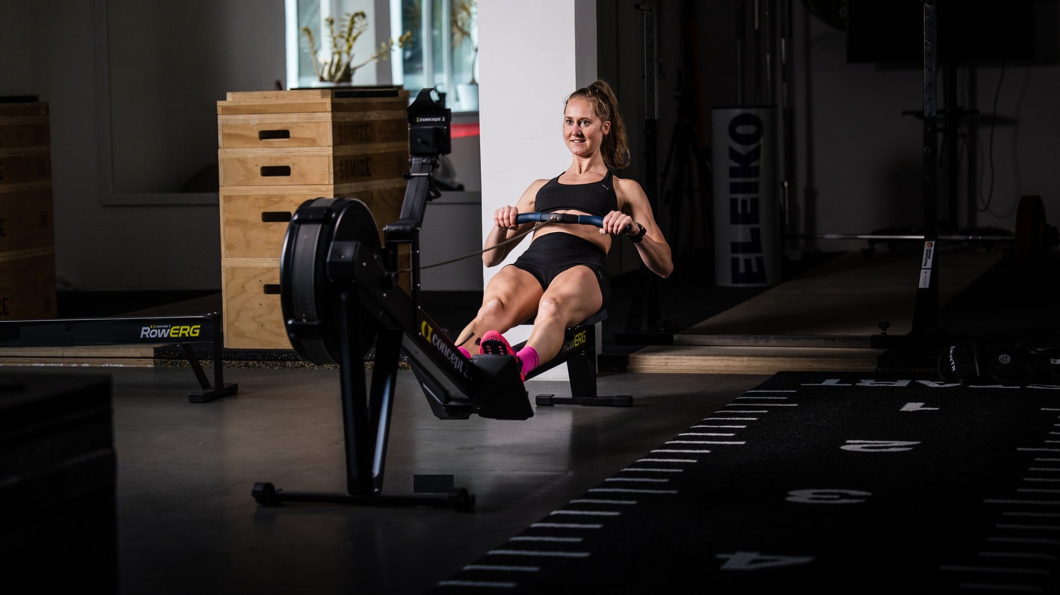 Linda Meier on Concept2 RowErg