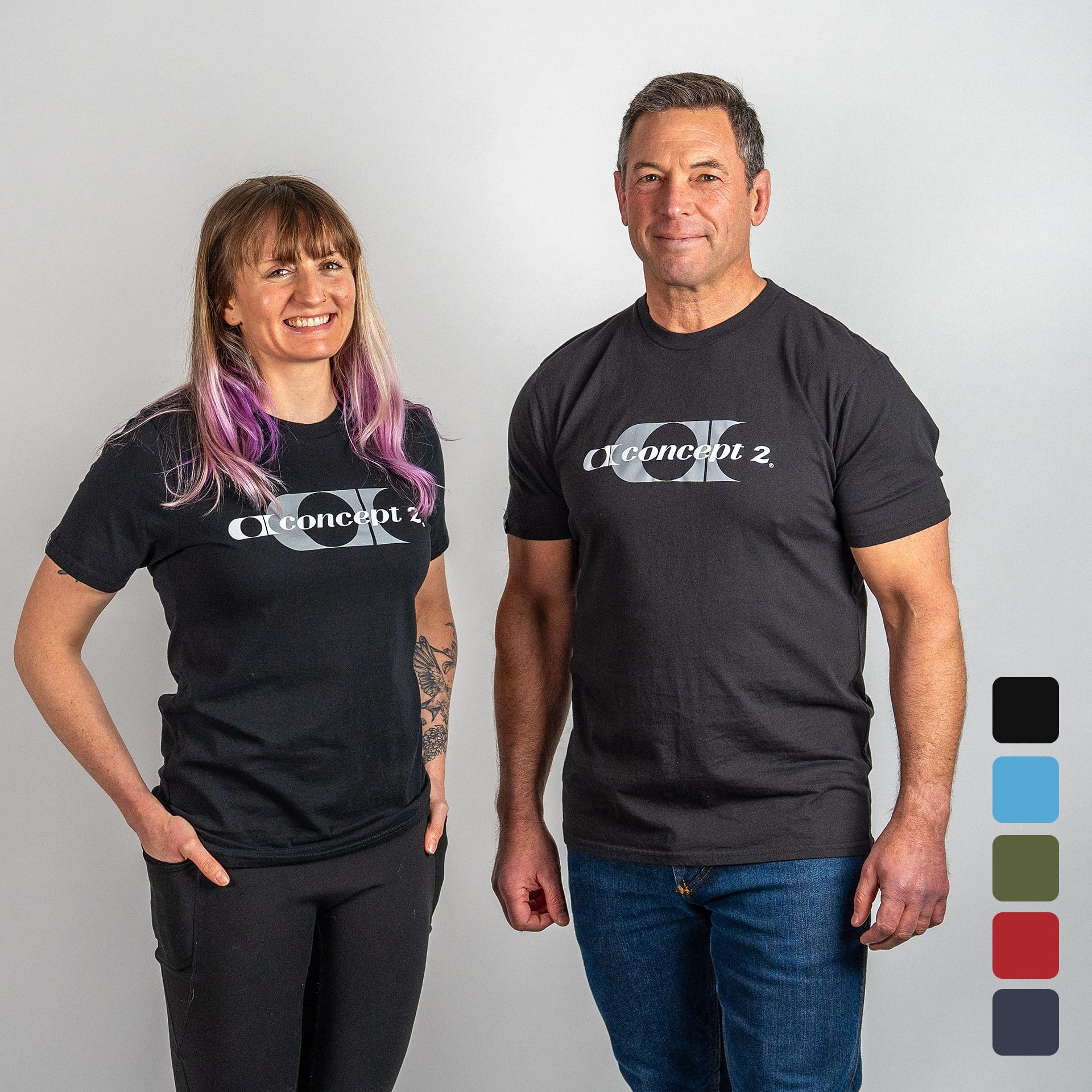 Our unisex basic tee is available in black, pacific blue, cherry, moss, and malibu blue.