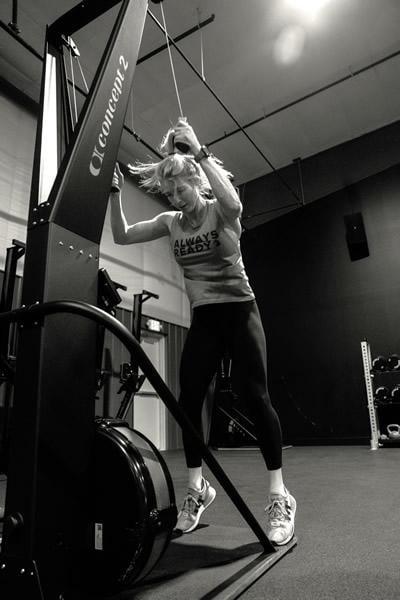 MTNTOUGH athlete using a Concept2 SkiErg
