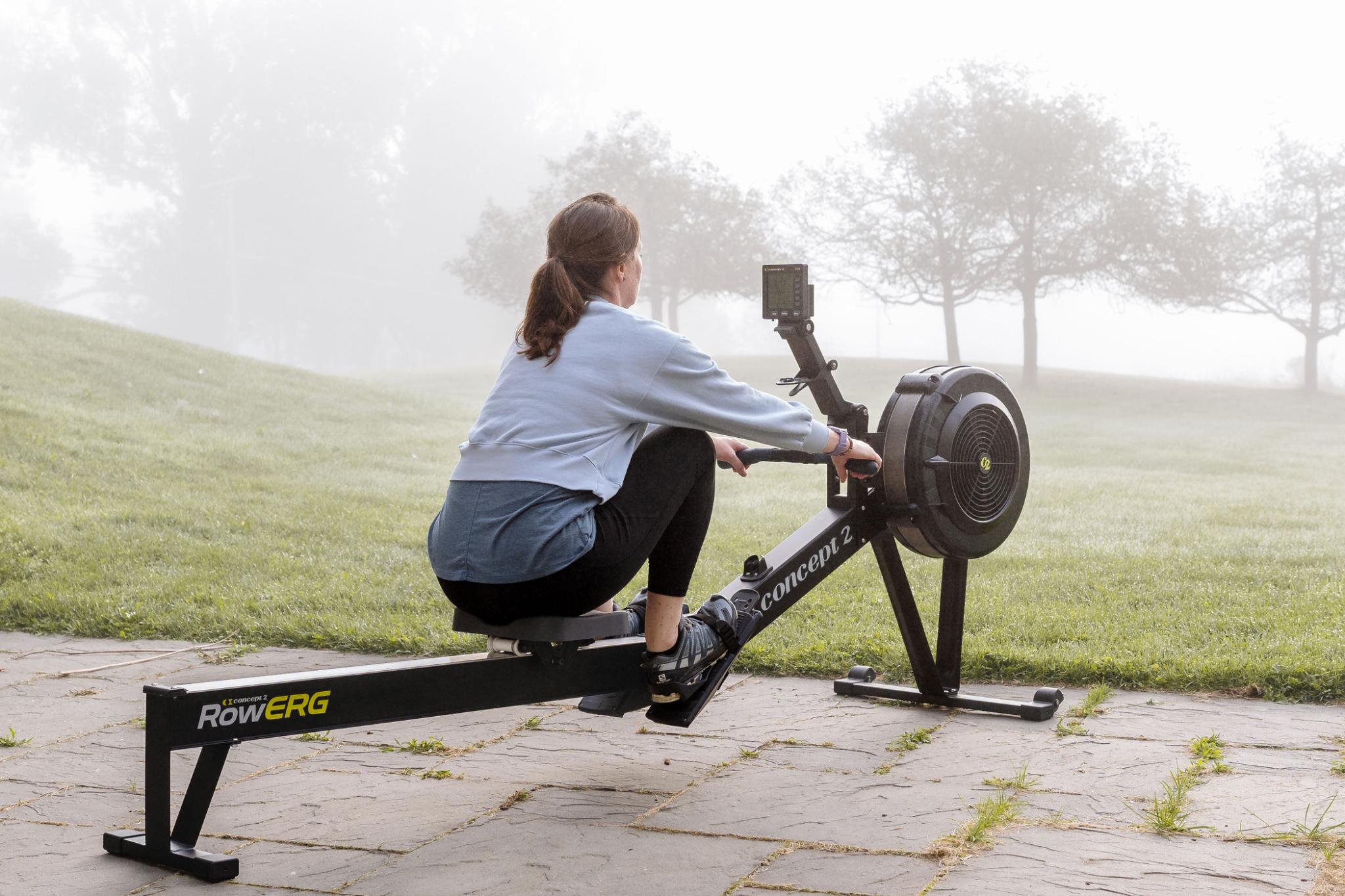 woman on rowerg