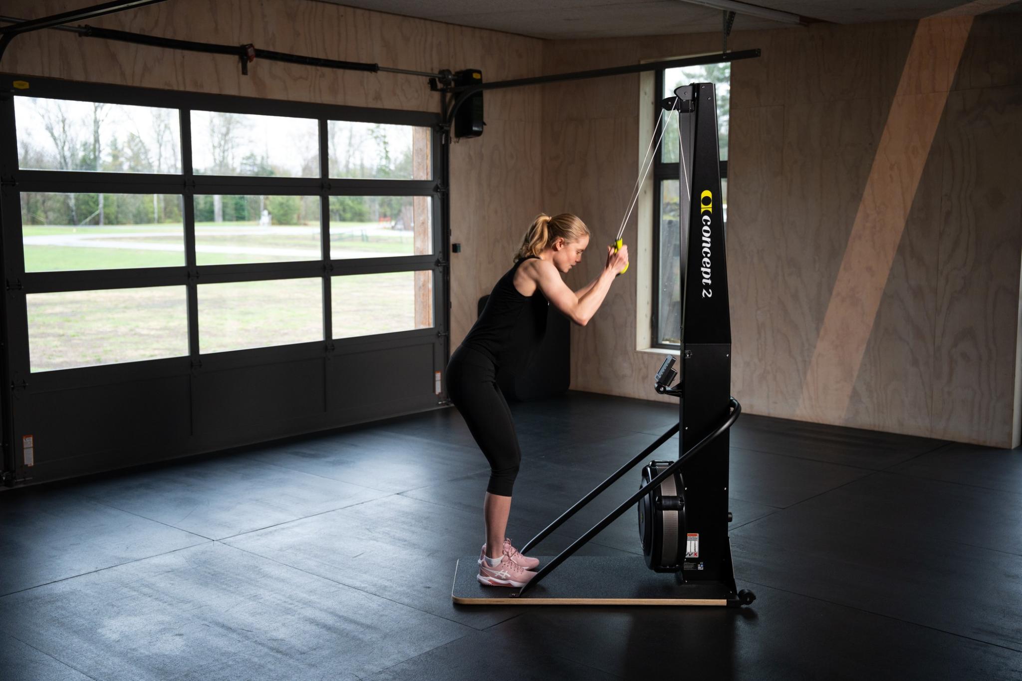 woman on skierg in gym